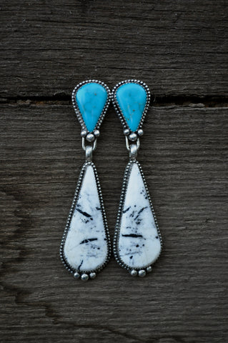 White Buffalo & Turquoise Earrings