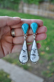 White Buffalo & Turquoise Earrings