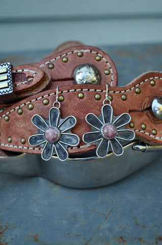 #1 Rhodochrosite Flowers Earrings